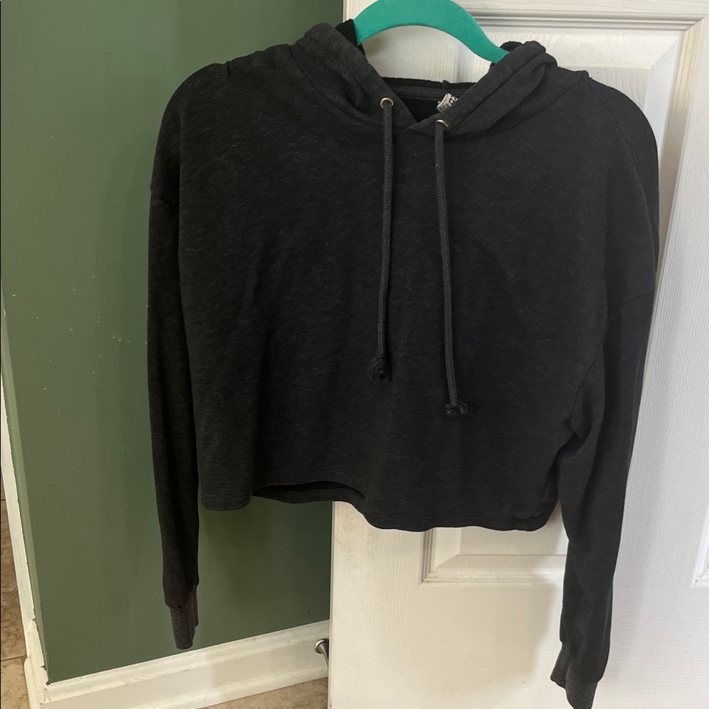 H&M Charcoal Cropped Hoodie Sweatshirt